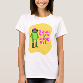 グッドバイブスかグッバイのカエル - カウガールな雰囲気 Tシャツ