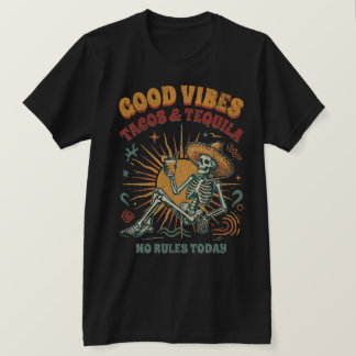 グッドバイブステイコス テキーラ スケルトンパーティーTシャツ Tシャツ