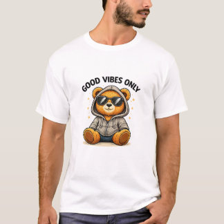 グッドバイブス・オンリー テディベア ストリートスタイルアート Tシャツ