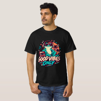 グッドバイブス・オンリー レトロカエル ヘッドフォンTシャツ Tシャツ