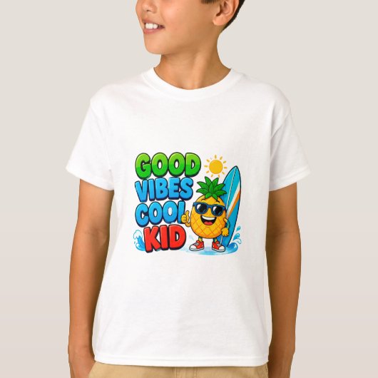 🌞 グッドバイブス クールキッド サマー ボーイズ 🌊 Tシャツ (正面)