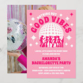 グッドバイブス グルービー ピンク ブライズメイド パーティー 招待状 (正面/裏面)
