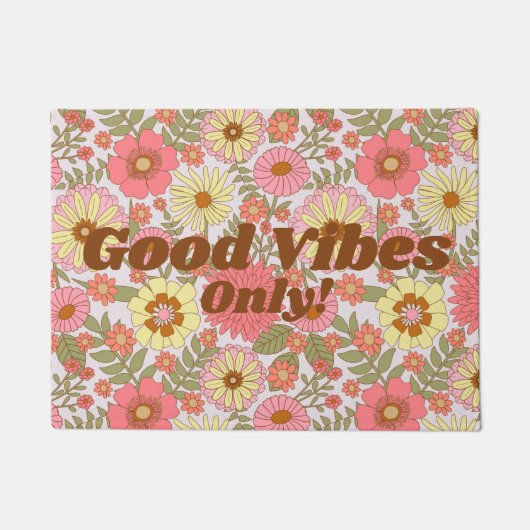 'グッドビブのみ'ハッピーフローラカラフルドアマット ドアマット (正面)