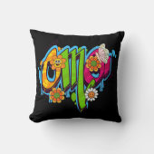 グッドビベスイラストレーションタイポグラフィ クッション (正面)