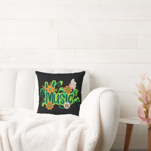 グッドビベスイラストレーションタイポグラフィ クッション (ソファ)