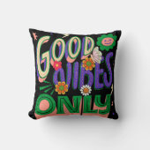 グッドビベスイラストレーションタイポグラフィ クッション (正面)