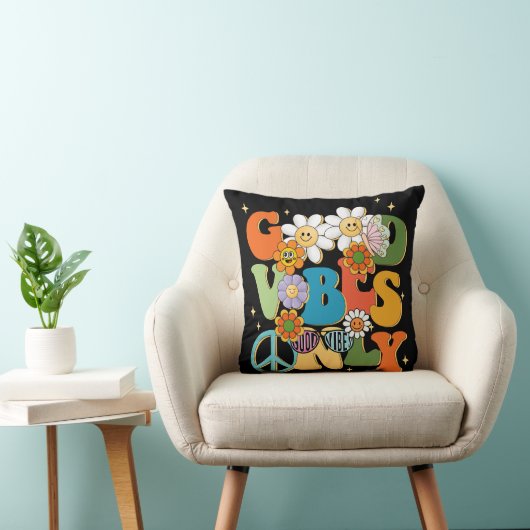 グッドビベスイラストレーションタイポグラフィ クッション (椅子)