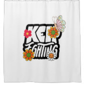 グッドビベスイラストレーションタイポグラフィ シャワーカーテン (正面)