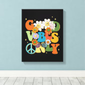 グッドビベスタイポグラフィイラストレーション キャンバスプリント (インサイチュ (ウッドフロア))