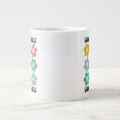 グッドビベスレトロカラフルデイジー花 ジャンボコーヒーマグカップ (正面)