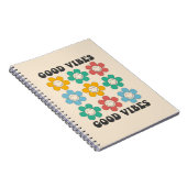 グッドビベスレトロカラフルデイジー花 ノートブック (右側)