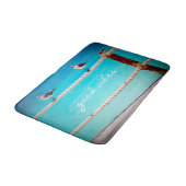 グッドビベス引用文ホワイトシーガルビーチ鳥類写真 バスマット (アングル)