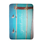 グッドビベス引用文ホワイトシーガルビーチ鳥類写真 バスマット (正面縦)