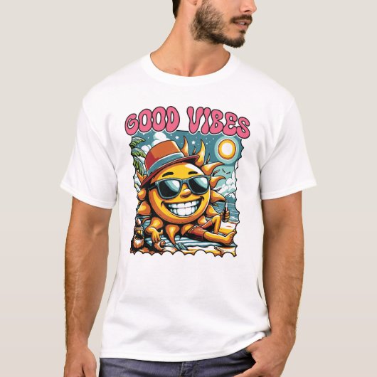 グッドビーブスサンシャイン – レトロ夏 Tシャツ (正面)