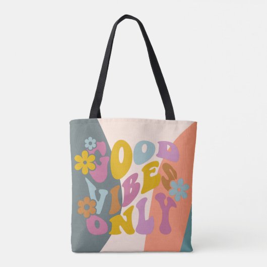 グッドビーブズのみ引用文レトロ60sヒッピーデザイン トートバッグ (裏面)