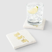 グッドビーブズのみ引用文金ゴールドフォイルフェイクビブ引用文 ストーンコースター (横)