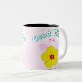 グッドビーブズオンリーイエローハイビスカスアート ツートーンマグカップ (正面右)