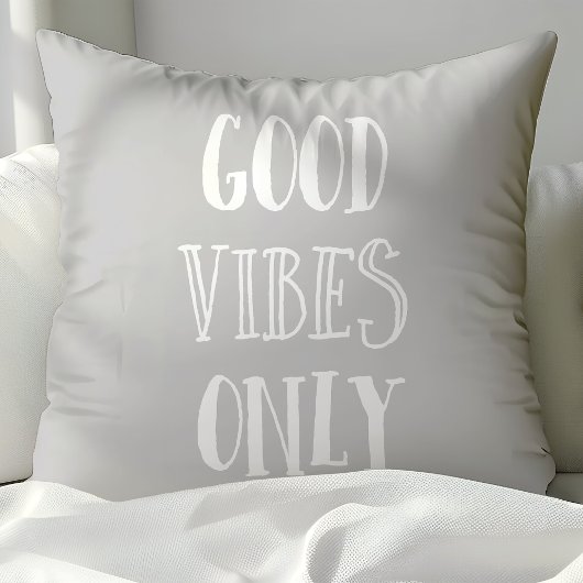 グッドビーブズオンリー引用文グレイ&ホワイト クッション