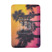 "グッドビーブズオンリー"トロピカルビーチパームズサンセット バスマット (正面縦)