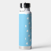 グッドビーブズモノグラムと名前の白の青 ウォーターボトル (右面)