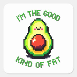 グッドファットアボカドおもしろい- Pixel Art Foodデザイン スクエアシール