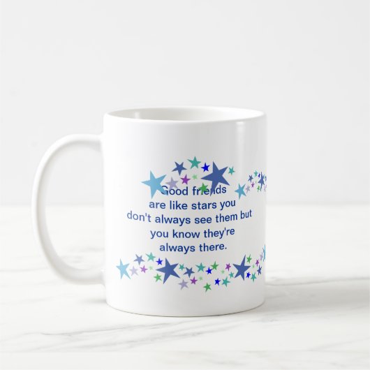グッドフレンズのようなスターおもしろい引用文 コーヒーマグカップ (左)