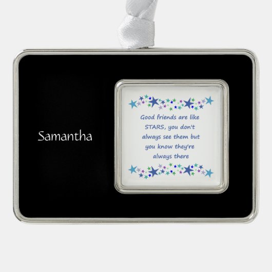 グッドフレンズのようなスター名前をカスタムする引用文 シルバープレートフレームオーナメント (正面)