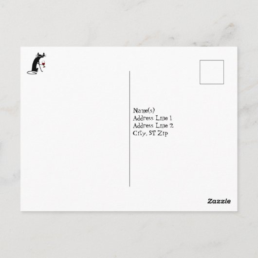 グッドフレンズグッドタイムズワイン引用文と猫 ポストカード (裏面)