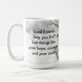 グッドフレンズ友情引用文かわいいバードアート コーヒーマグカップ (左)