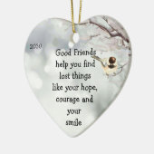 グッドフレンズ友情引用文かわいいバードアート セラミックオーナメント (左)