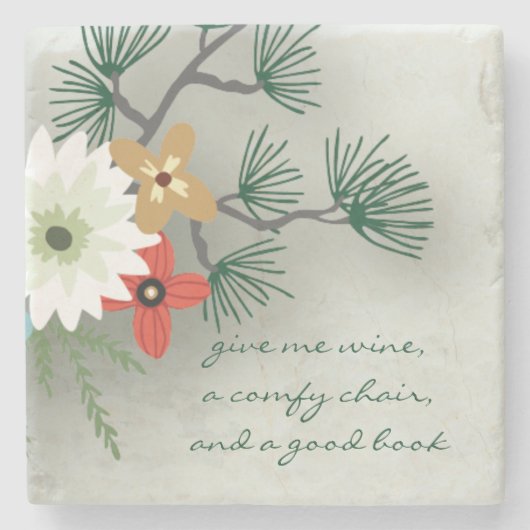 グッドブックグッドワインフローラ ストーンコースター (正面)