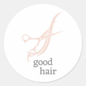 グッドヘアシンプルロゴ美容師 ラウンドシール (正面)