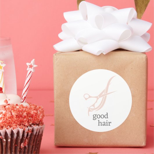 グッドヘアシンプルロゴ美容師 ラウンドシール (パーティー)