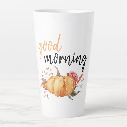 グッドモダンモーニングカボチャ引用文 カフェラテマグ (正面)