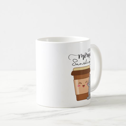グッドモーニングかわいい猫&コーヒーかわいい コーヒーマグカップ (正面右)