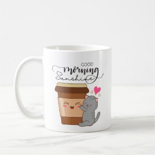 グッドモーニングかわいい猫&コーヒーかわいい コーヒーマグカップ