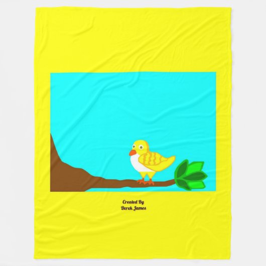 グッドモーニングイエローバードラージフリースブランケット フリースブランケット (正面)