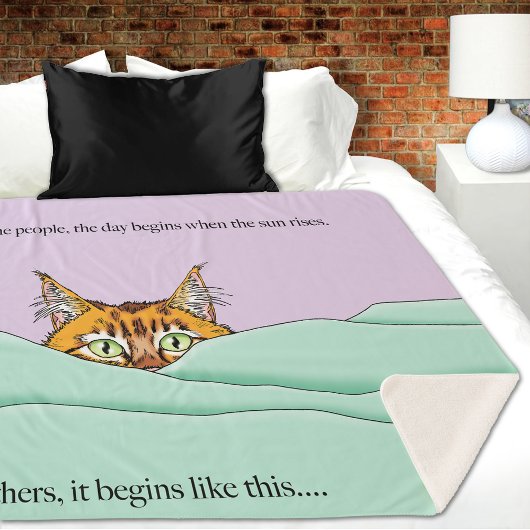 グッドモーニングオレンジおもしろい猫 シェルパブランケット