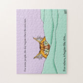 グッドモーニングオレンジおもしろい猫 ジグソーパズル (縦)