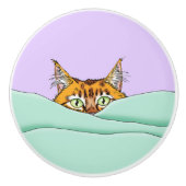 グッドモーニングオレンジおもしろい猫 セラミックノブ (正面)