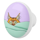 グッドモーニングオレンジおもしろい猫 セラミックノブ (右)