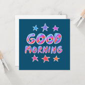 グッドモーニングカラフルカッコいいストライプのカスタム カード (正面/裏面インサイチュ)