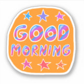 グッドモーニングカワイイカラフル&おもしろいハンドレット シール (正面)