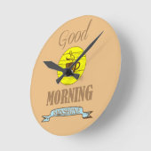 グッドモーニングコおもしろいーヒードリンカー引用文 ラウンド壁時計 (傾斜)
