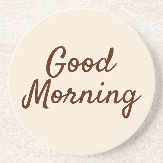 グッドモーニングコースター – ミニマリストベージューキッチン コースター (正面)