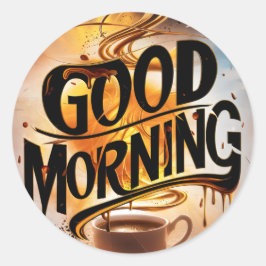 グッドモーニングコーヒーとパン#3 ラウンドシール