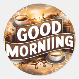 グッドモーニングコーヒーとパン#4 ラウンドシール