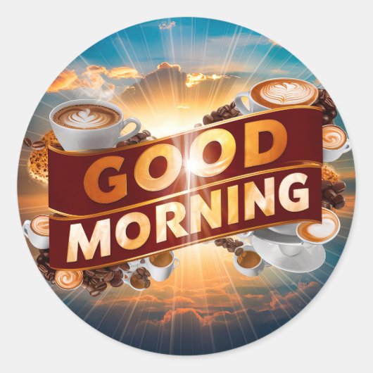 グッドモーニングコーヒーとパン#5 ラウンドシール (正面)