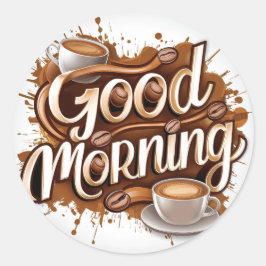グッドモーニングコーヒーとパン#7 ラウンドシール