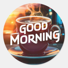 グッドモーニングコーヒーとパン#8 ラウンドシール